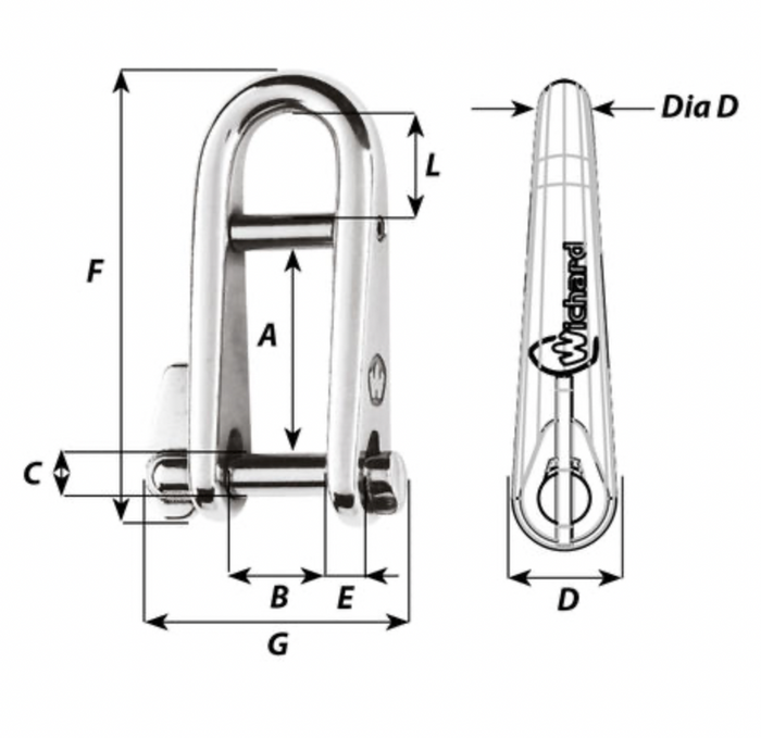 Wichard Key pin shackle with bar - Bosuns Boat