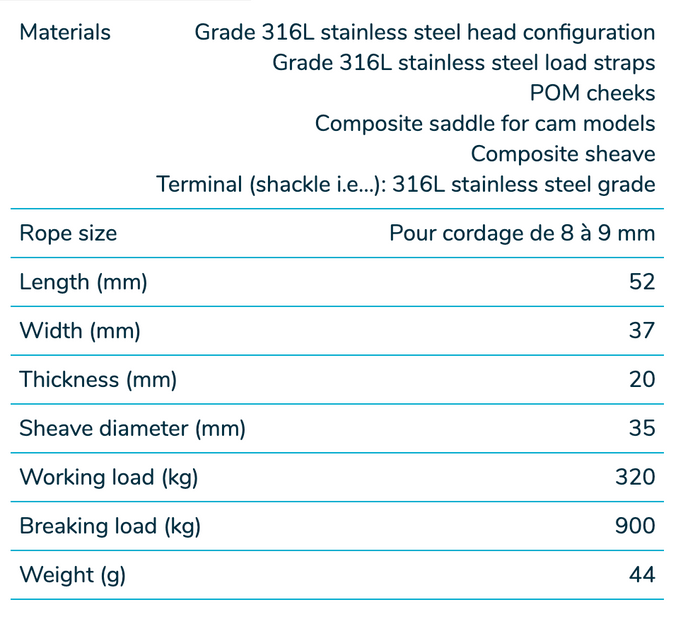 Wichard Marine Single plain bearing block - Sheave 35 - Cheek block M6 - Bosuns Boat