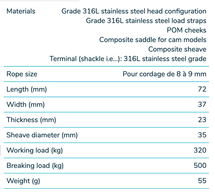Wichard Marine Single plain bearing block - Sheave 35 - Fixed head with clevis