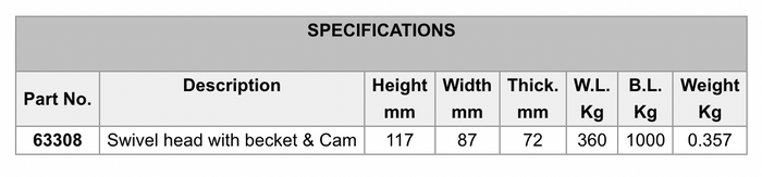 Wichard Pacific Plain Bearing Triple Block Sheave Dia 45mm - Swivel Head w/ Becket & Cam - Bosuns Boat