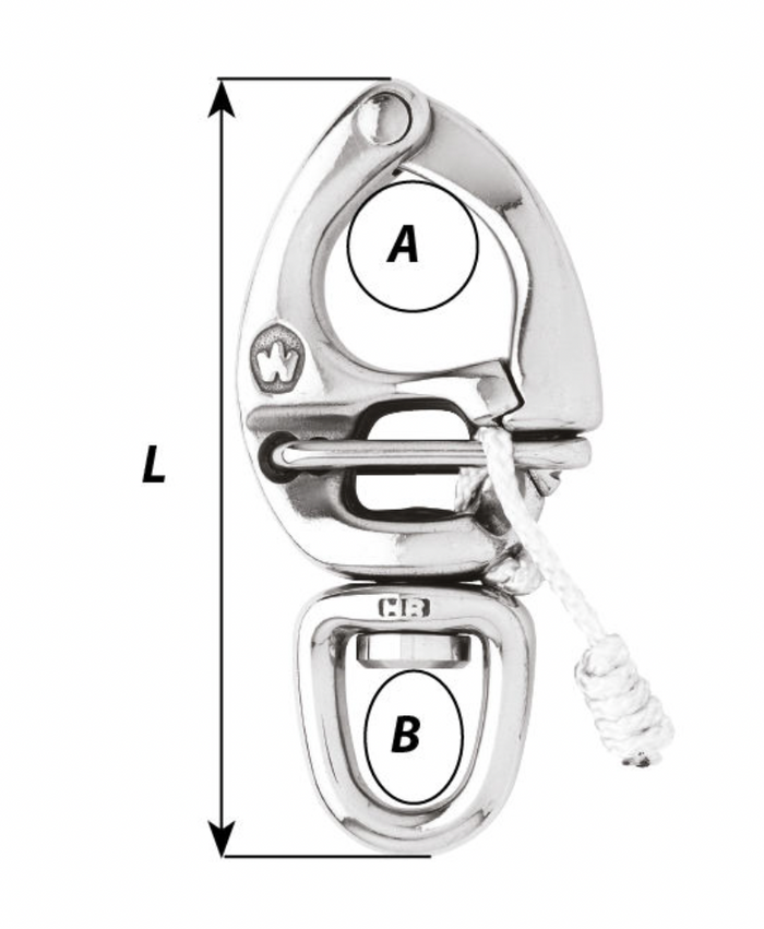 Wichard HR quick release snap shackle - With swivel eye - Length: 70 mm