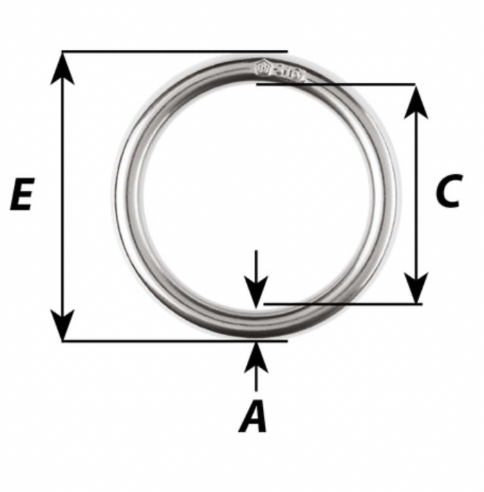 Wichard ring - 316L - Stock dia: 5 mm - Inner dia: 21,5 mm - Bosuns Boat