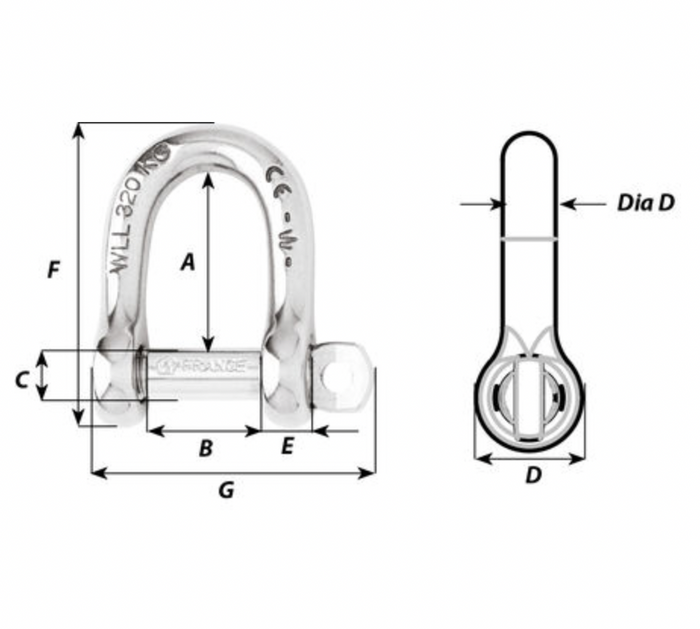 Wichard Self-locking D shackle - Dia 4 mm - Bosuns Boat