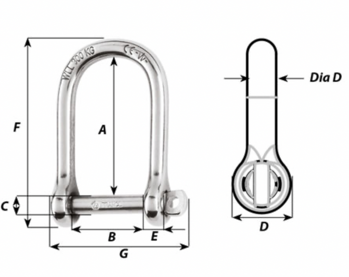 Wichard Self-locking large shackle - Dia 5 mm - Bosuns Boat