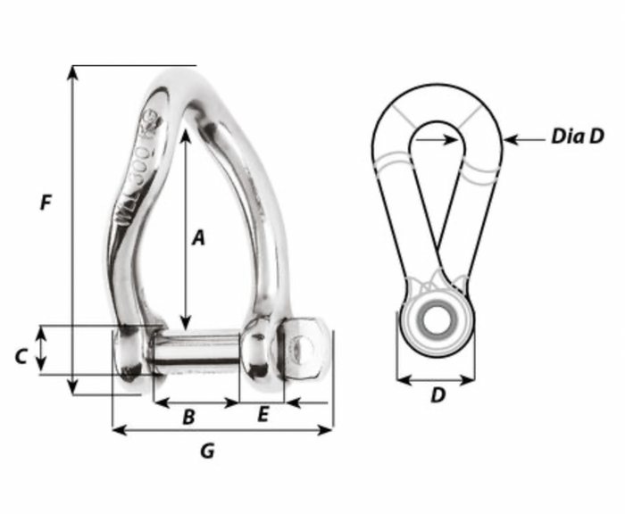 Wichard Self-locking twisted shackle - Dia 5 mm - Bosuns Boat