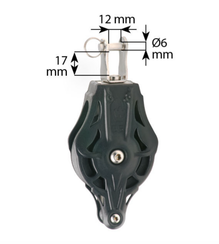 Wichard Single plain bearing block - Sheave 55 - Swivel with clevis & becket - Bosuns Boat