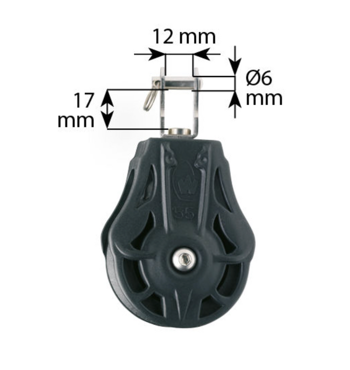 Wichard Single plain bearing block - Sheave 55 - Swivel with clevis - Bosuns Boat