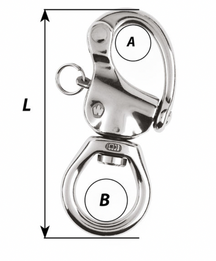 Wichard HR snap shackle - Large bail - Length: 80 mm - Bosuns Boat