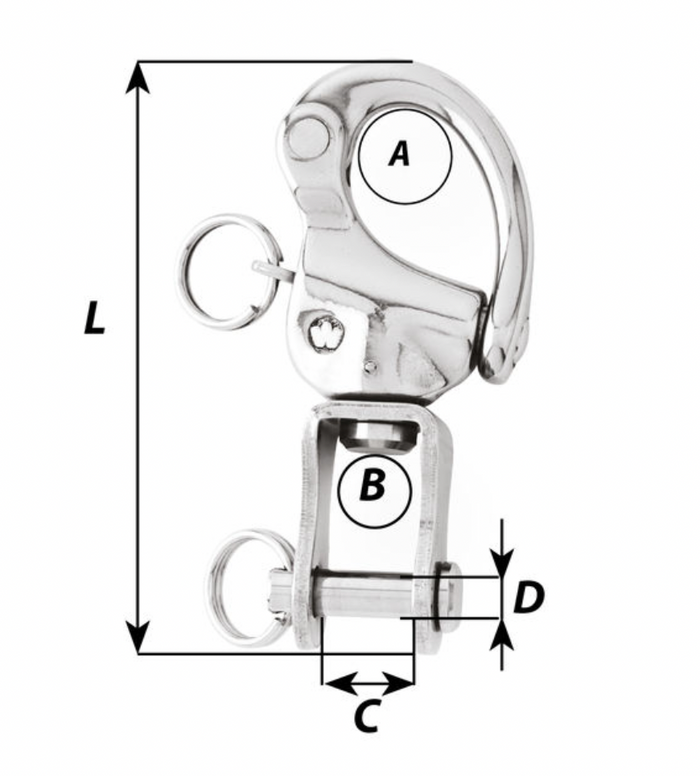 Wichard HR snap shackle - With clevis pin swivel - 3 sizes - Bosuns Boat