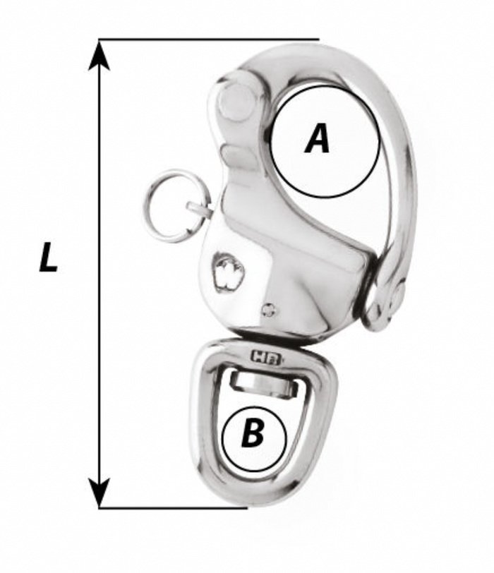 Wichard HR snap shackle - With swivel eye - Length: 70 mm - Bosuns Boat