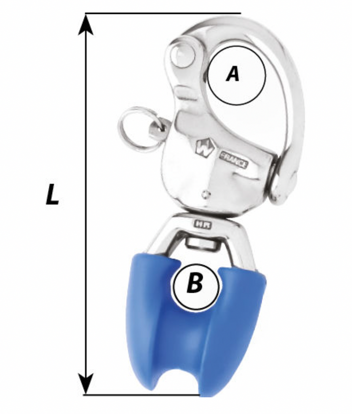 Wichard HR snap shackle - With thimble eye - Length: 95 mm - Bosuns Boat