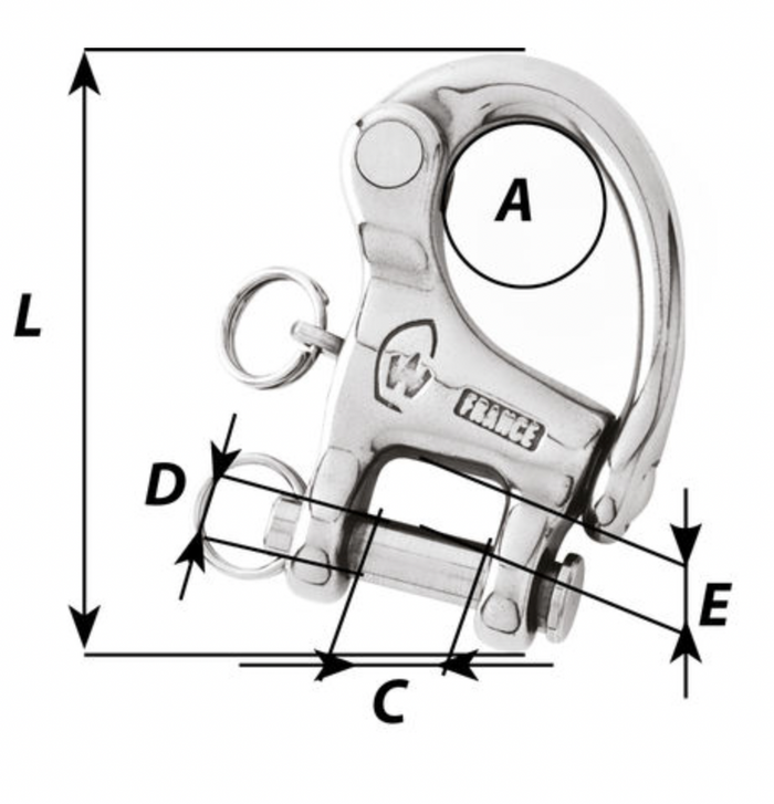 Wichard HR snap shackle with clevis pin - Length: 52 mm - Bosuns Boat