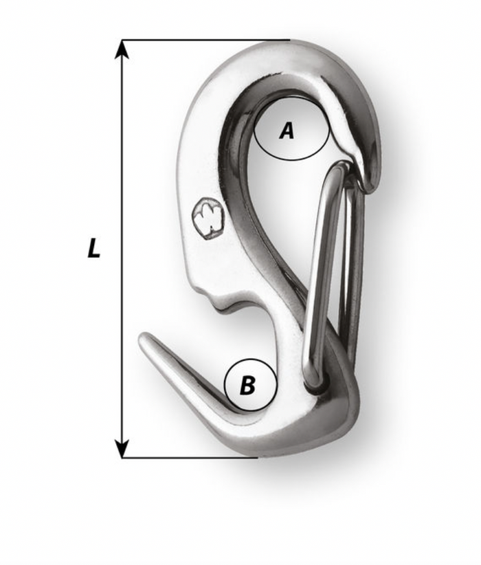 Wichard Stainless steel one hand sail snap - Length: 50mm - Bosuns Boat