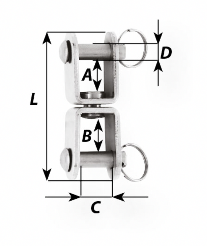 Wichard Swivel - Fork / Fork - Cambered plate - Length: 45 mm - Bosuns Boat