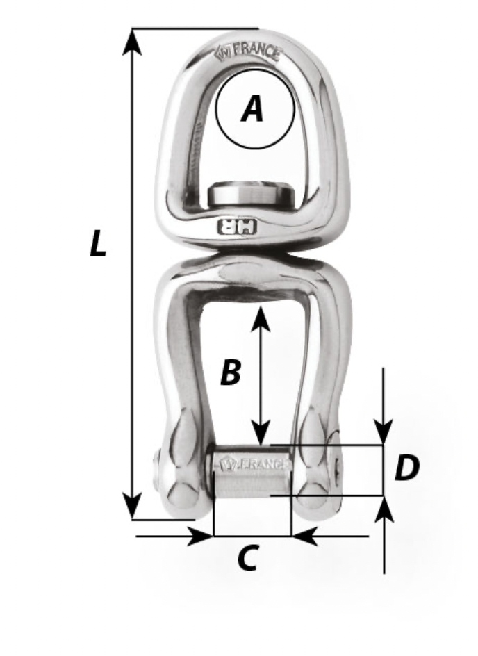Wichard Swivel - Pin with allen head - Length: 70 mm - Bosuns Boat