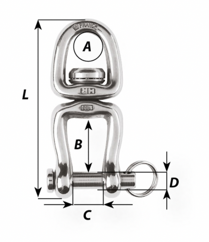Wichard Swivel - With clevis pin - with ball bearings - Length: 70 mm - Bosuns Boat