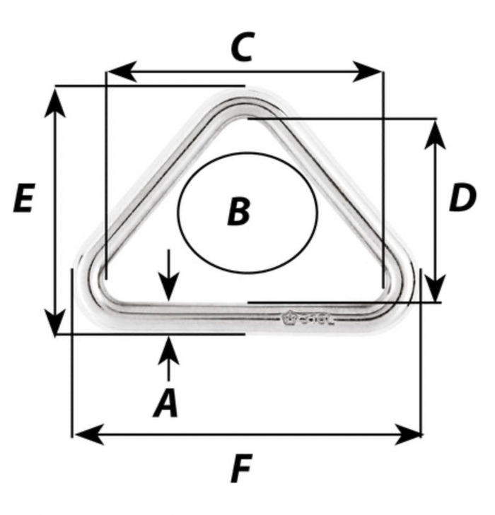Wichard Triangle - 316L - Stock dia: 4 mm - Inner dia: 30 mm - Bosuns Boat