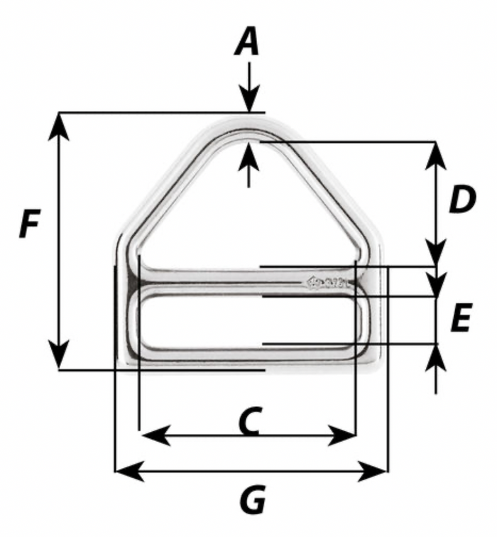 Wichard Triangle with bar 316L - Stock dia: 6 mm - Inner dia: 45 mm - Bosuns Boat