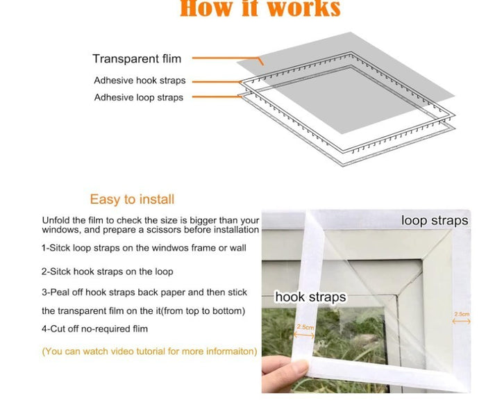 Window Insulation Kit 190x200cm Reusable 180µm Thick Thermal Window Film Cover