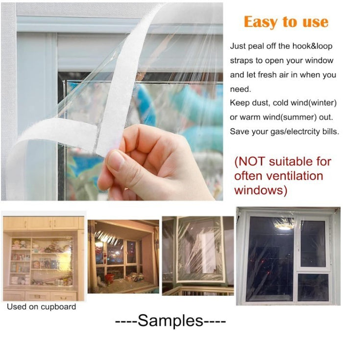 Window Insulation Kit 190x200cm Reusable 180µm Thick Thermal Window Film Cover