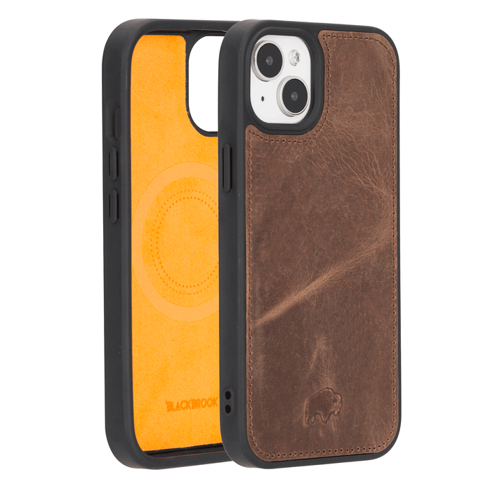 Modern York MagSafe Leather Case – iPhone 15, Distressed Coffee - BlackBrook Case
