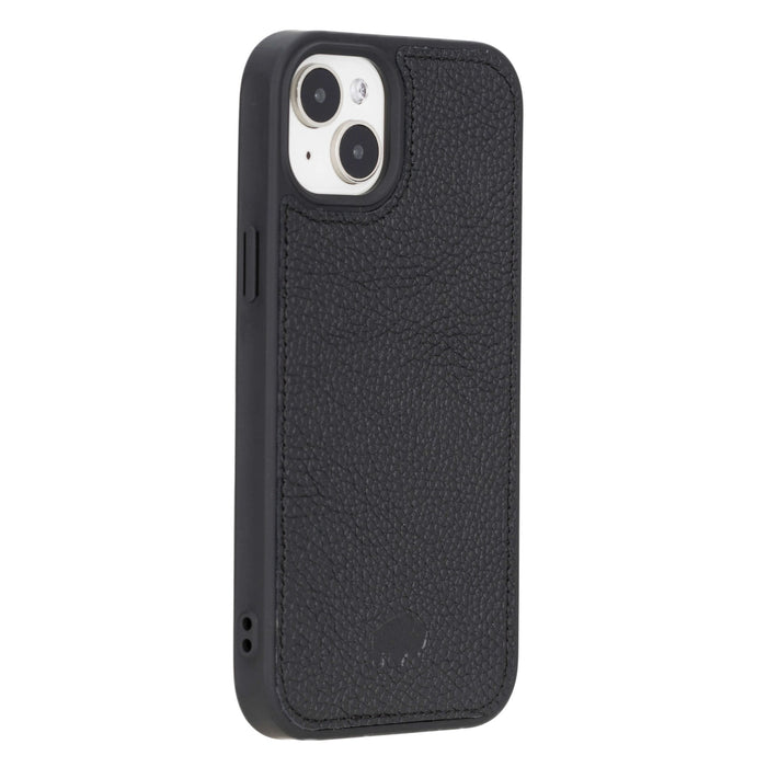 York Leather iPhone 15 Plus MagSafe Case, Pebble Black - BlackBrook Case