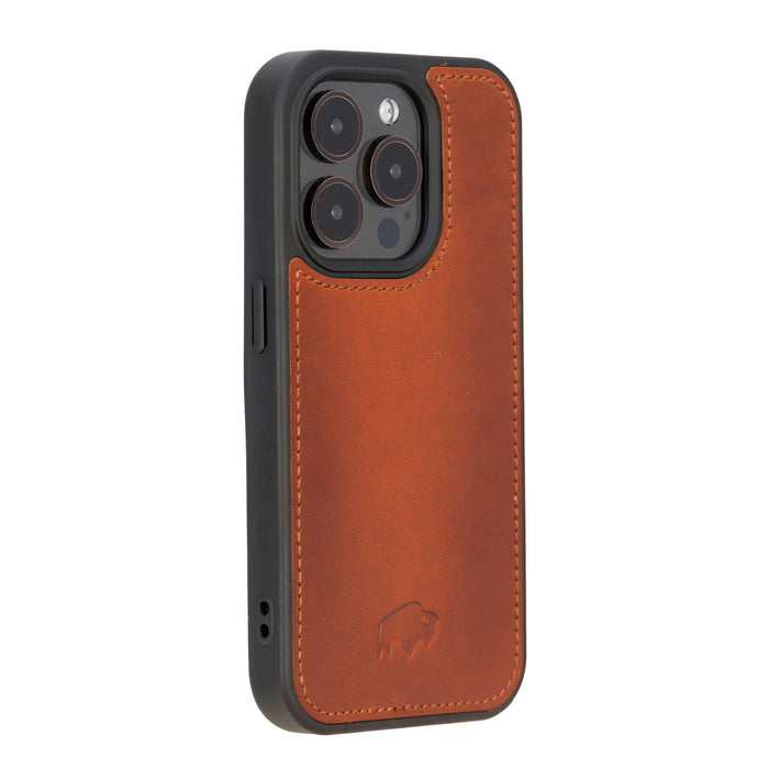 York Leather iPhone 15 Pro MagSafe Case, Burnished Tan - BlackBrook Case