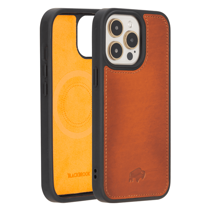 York Leather iPhone 15 Pro MagSafe Case, Burnished Tan - BlackBrook Case
