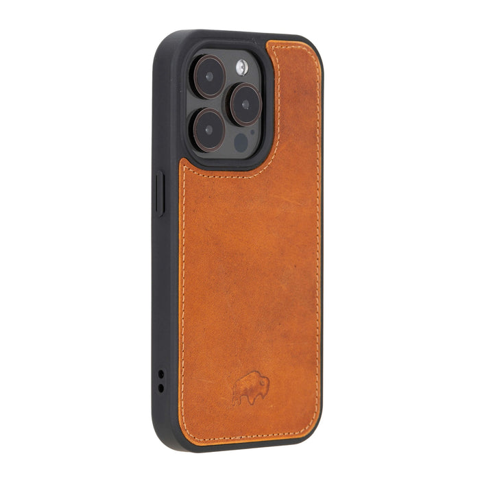 York Leather iPhone 15 Pro MagSafe Case, Golden Brown - BlackBrook Case