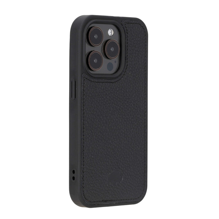 York Leather iPhone 15 Pro MagSafe Case, Pebble Black - BlackBrook Case