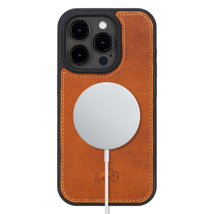York Leather iPhone 15 Pro MagSafe Case, Golden Brown - BlackBrook Case