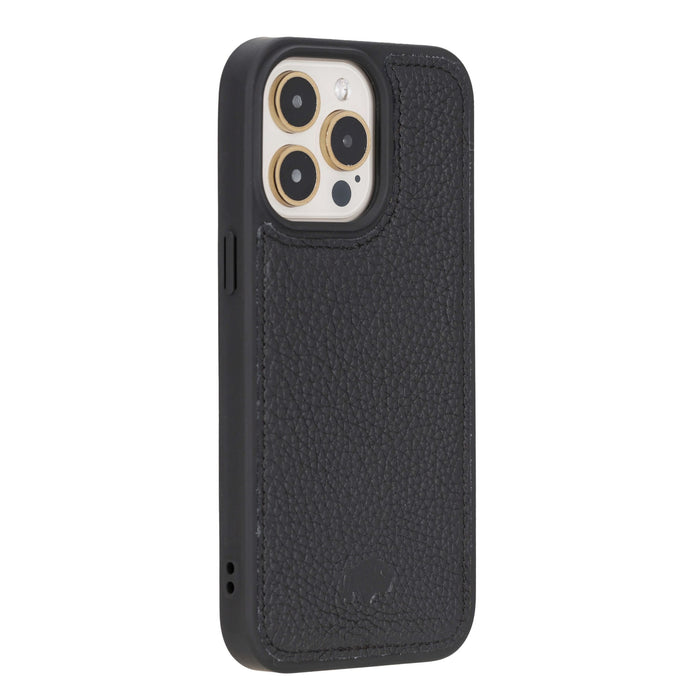York Leather iPhone 15 Pro Max MagSafe Case, Pebble Black - BlackBrook Case