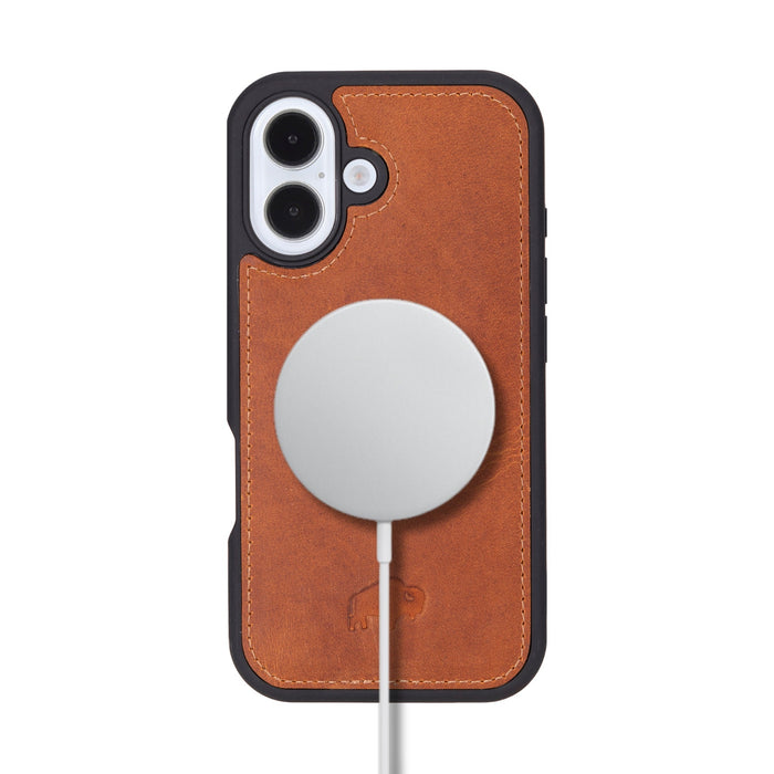 York Leather iPhone 16 Plus MagSafe Case, Golden Brown - BlackBrook Case