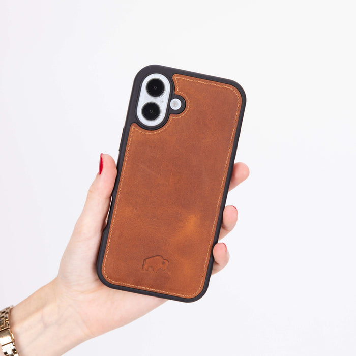 York Leather iPhone 16 Plus MagSafe Case, Golden Brown - BlackBrook Case