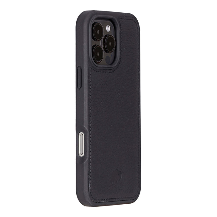 York Leather iPhone 16 Pro Max MagSafe Case, Pebble Black - BlackBrook Case