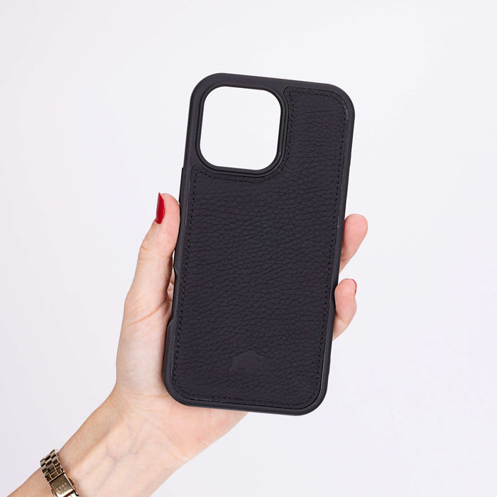 York Leather iPhone 16 Pro Max MagSafe Case, Pebble Black - BlackBrook Case