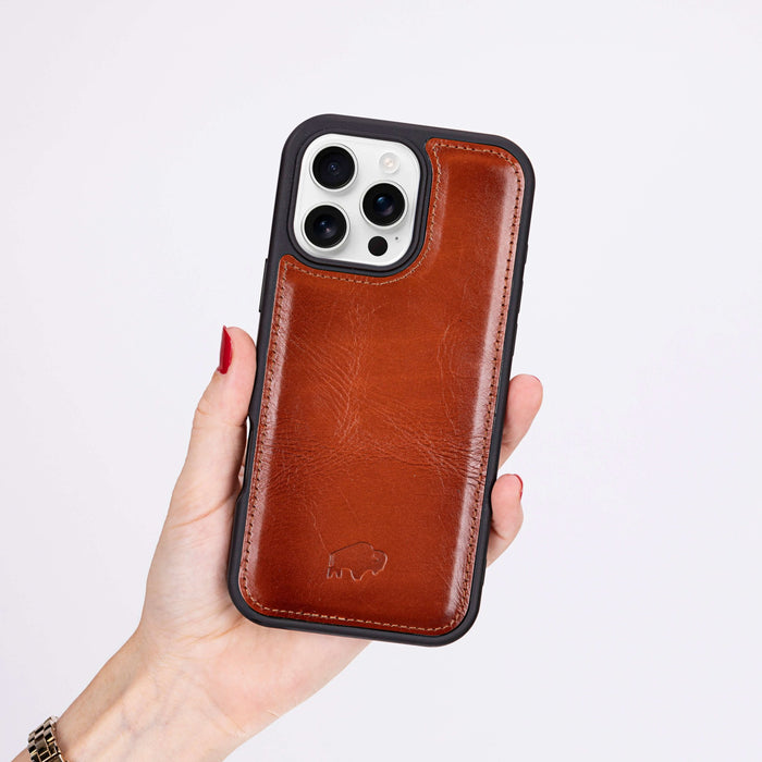 York Leather iPhone 16 Pro Max MagSafe Case, Burnished Tan - BlackBrook Case
