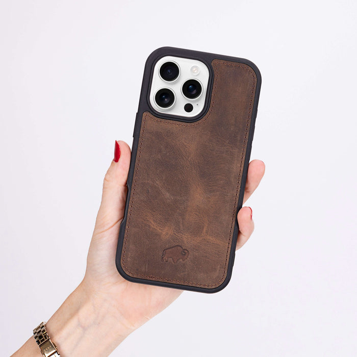 Modern York MagSafe Leather Case – iPhone 16 Pro Max, Distressed Coffee - BlackBrook Case