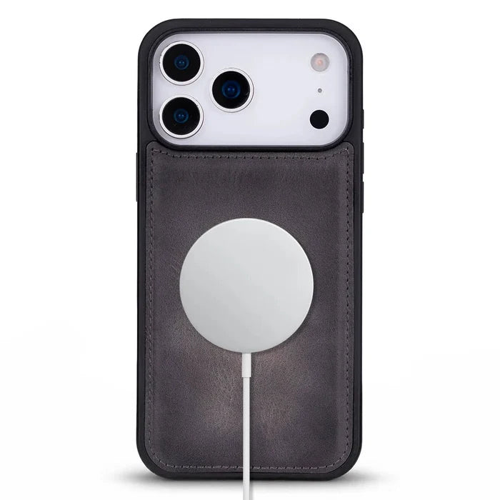 York Leather iPhone 18 Pro MagSafe Case, Gray - BlackBrook Case
