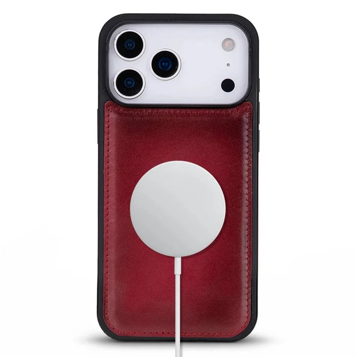 York Leather iPhone 18 Pro Max MagSafe Case, Red - BlackBrook Case