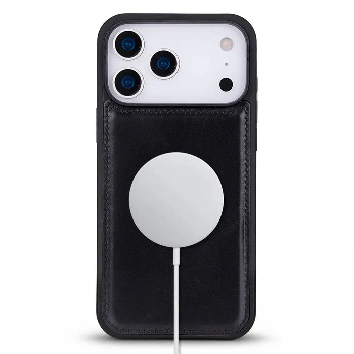 York Leather iPhone 18 Pro Max MagSafe Case, Rustic Black - BlackBrook Case
