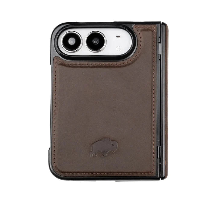 York Leather MagSafe Snap-On Case for iPhone Duo, Distressed Coffee - BlackBrook Case