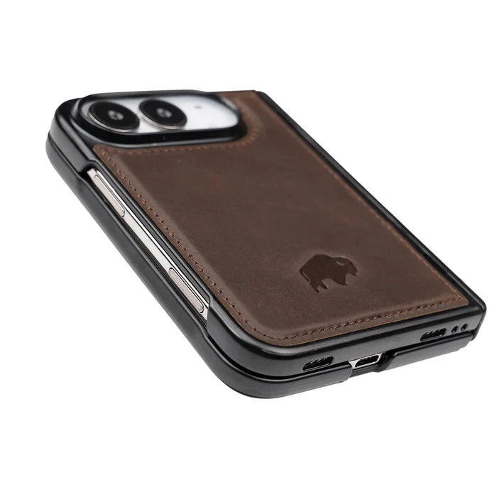 York Leather MagSafe Snap-On Case for iPhone Duo, Distressed Coffee - BlackBrook Case