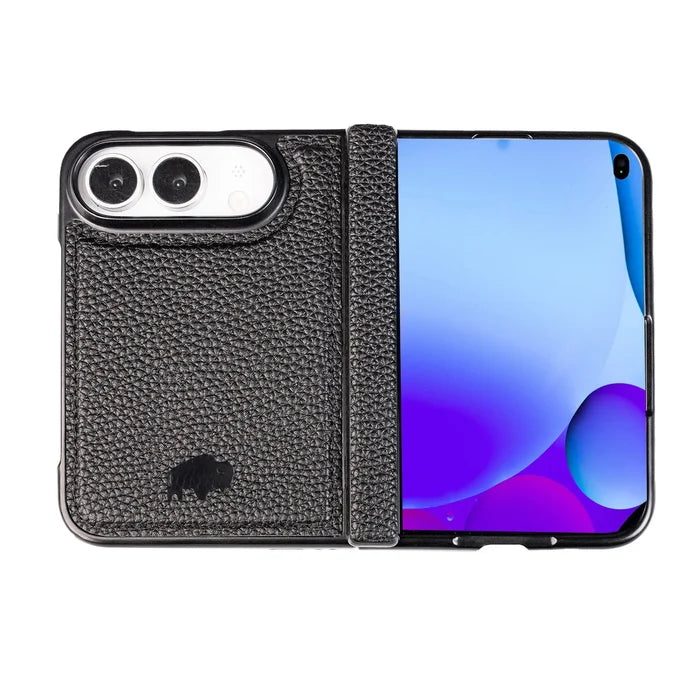 York Leather MagSafe Snap-On Case for iPhone Duo, Pebble Black - BlackBrook Case