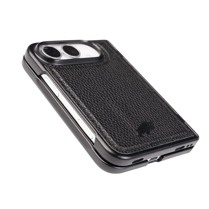 York Leather MagSafe Snap-On Case for iPhone Duo, Pebble Black - BlackBrook Case