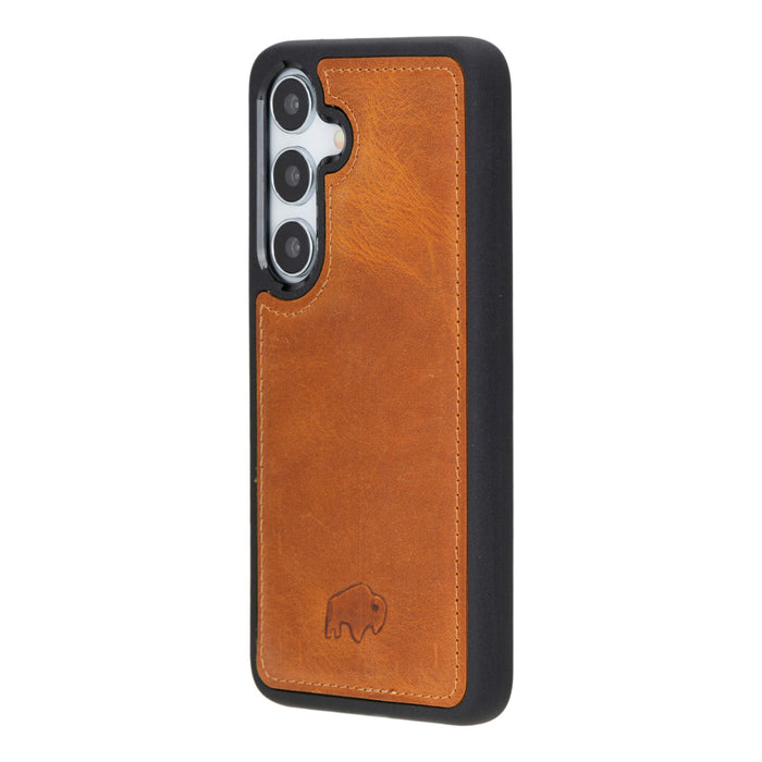 York Leather Samsung S25 Case, Golden Brown - BlackBrook Case