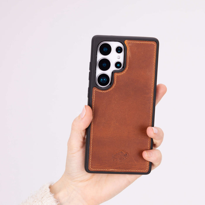 York Leather Snap-On Case – Galaxy S25 Ultra, Golden Brown - BlackBrook Case