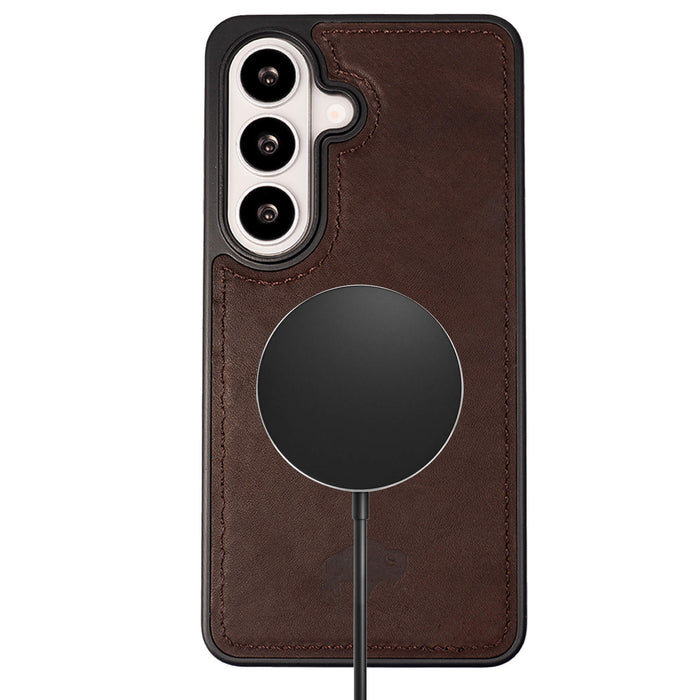 York Leather Samsung S26 Plus Case, Distressed Coffee - BlackBrook Case