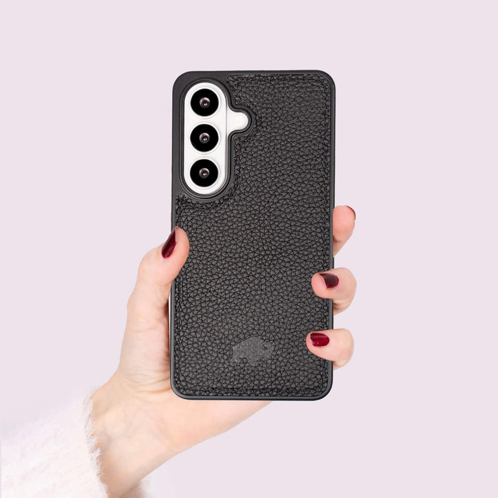 York Leather Samsung S26 Plus Case, Pebble Black - BlackBrook Case