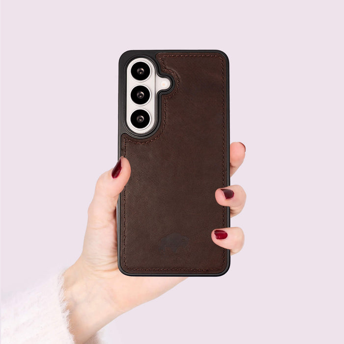 York Leather Samsung S26 Plus Case, Distressed Coffee - BlackBrook Case